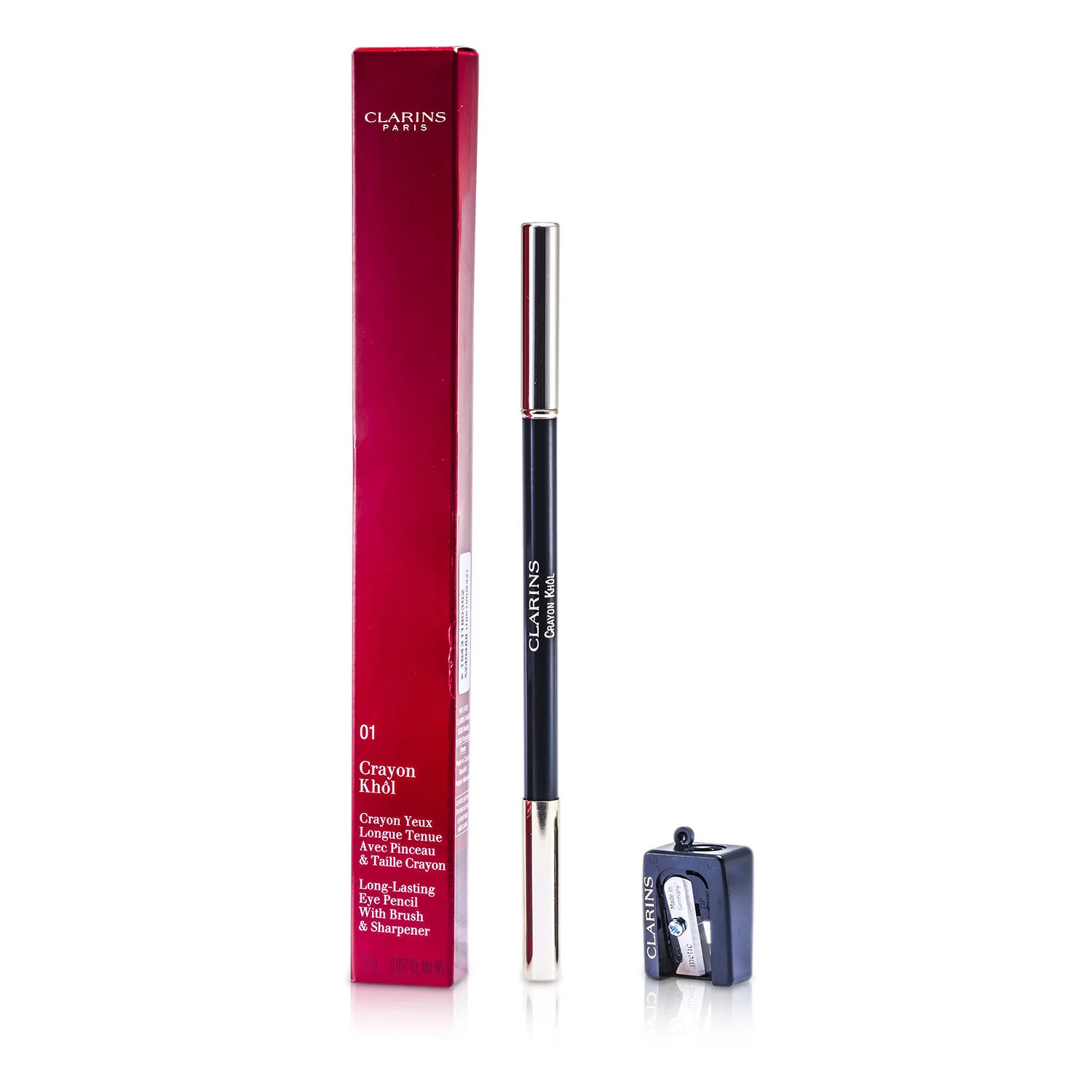 Clarins Long Lasting Eye Pencil with Brush - # 01 Carbon Black (With Sharpener)  1.05g/0.037oz - Olabens