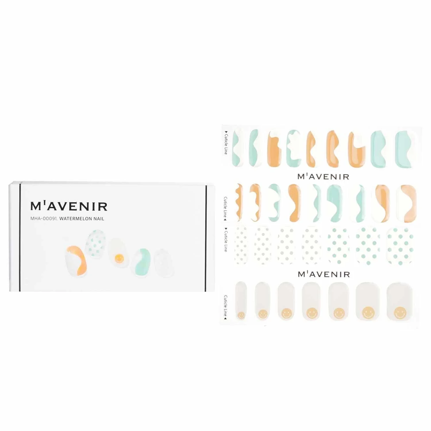 Mavenir Nail Sticker (Patterned) - # Watermelon Nail  32pcs - Olabens