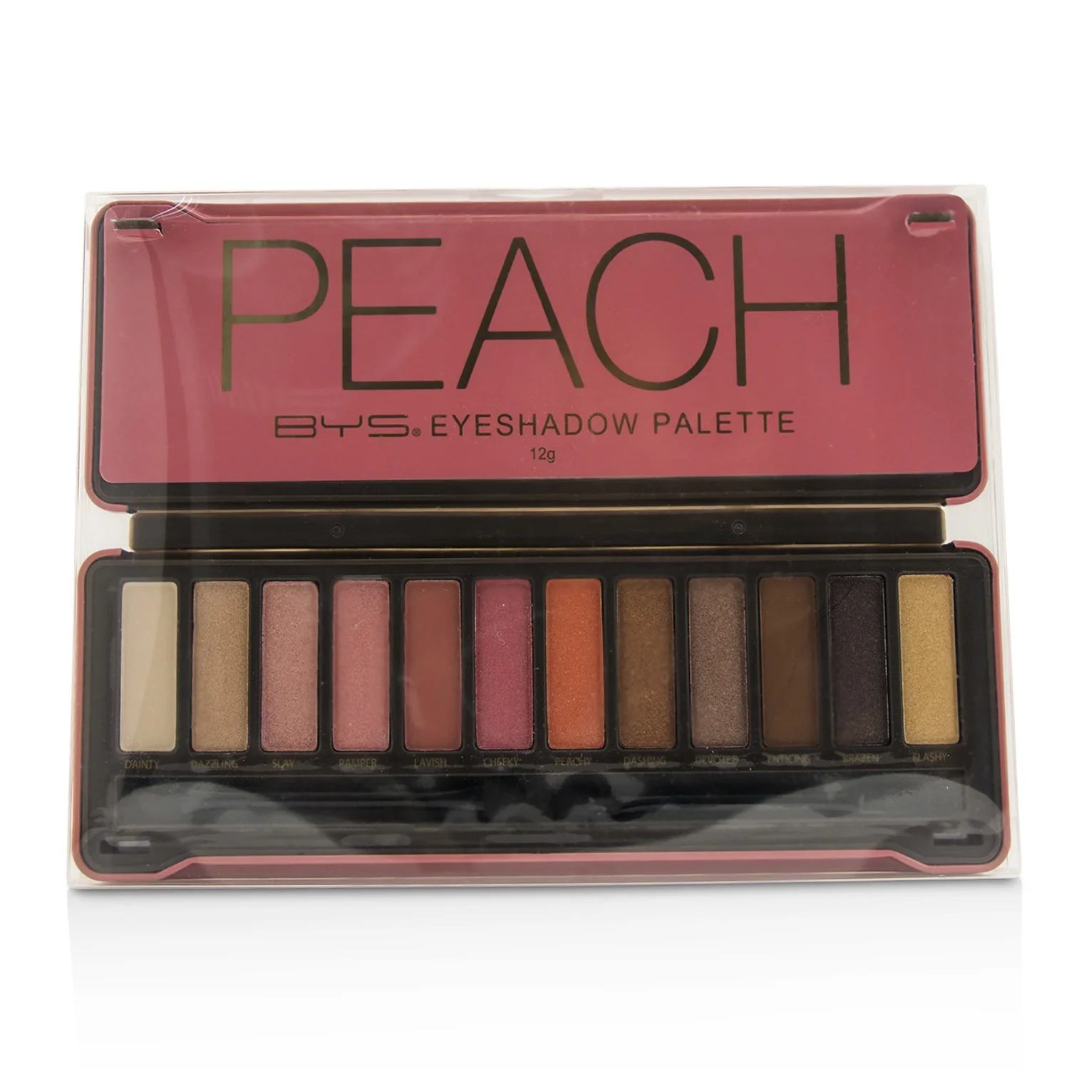 BYS Eyeshadow Palette (12x Eyeshadow, 2x Applicator) - Peach  12g/0.42oz - Olabens
