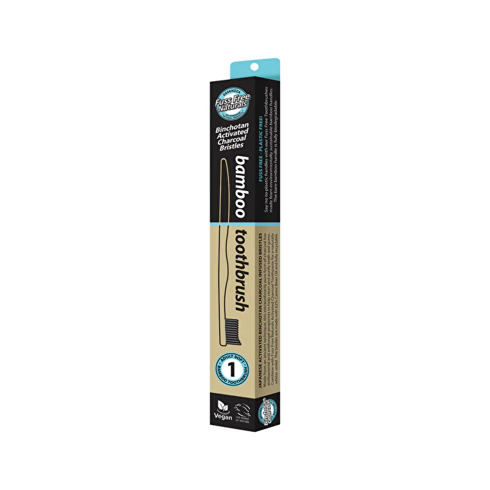Essenzza Fuss Free Naturals Bamboo Toothbrush with Activated Charcoal Bristles Soft - Olabens