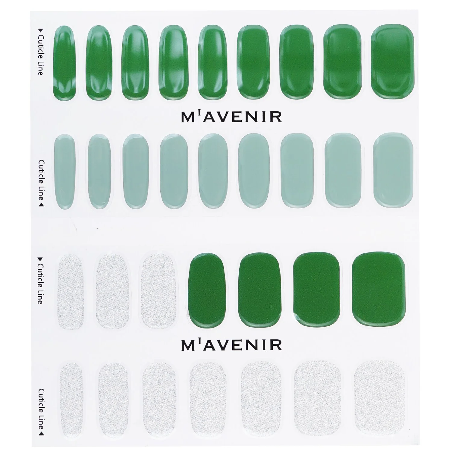 Mavenir Nail Sticker (Green) - # Brillante Deep Green Nail  32pcs - Olabens