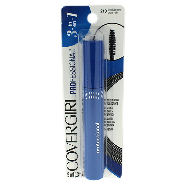 CoverGirl Professional 3-in-1 Straight Brush Mascara - # 210 Black Brown by CoverGirl for Women - 0.3 oz Mascara - Olabens