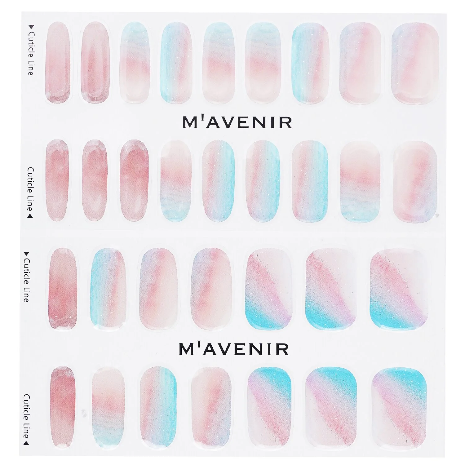Mavenir Nail Sticker (Pink) - # Glass Soft Pink Nail  32pcs - Olabens