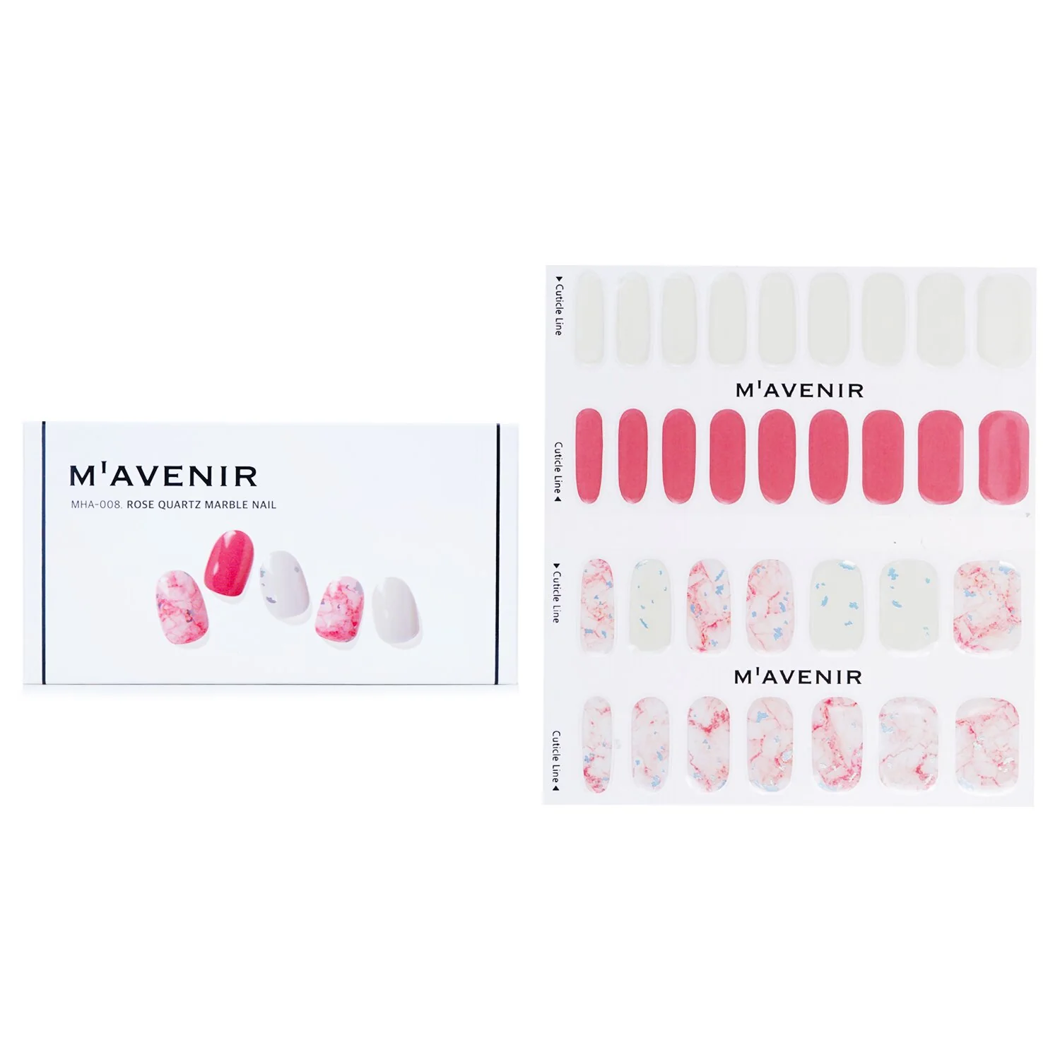 Mavenir Nail Sticker (Pink) - # Rose Quartz Marble Nail  32pcs - Olabens