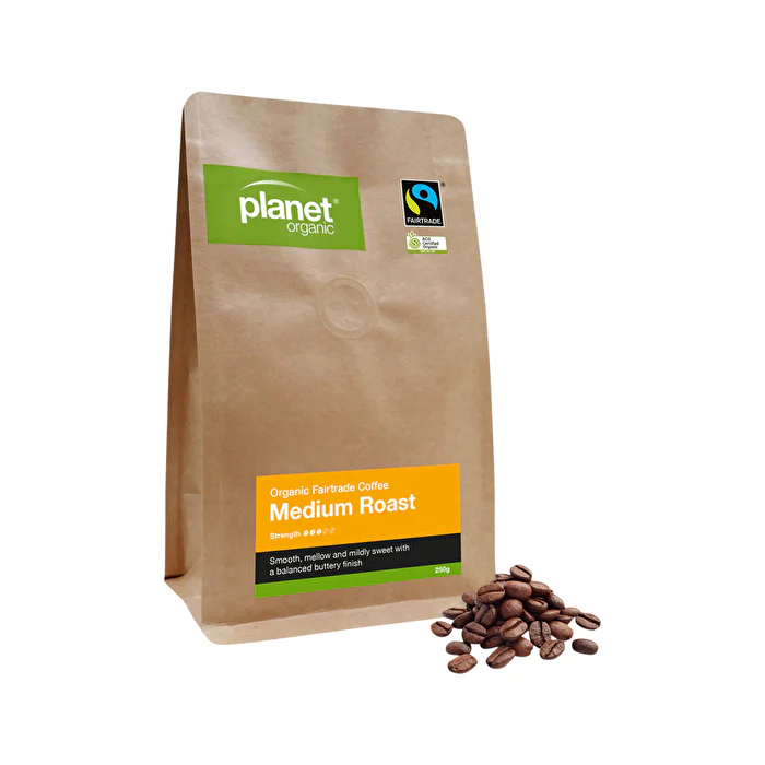 Planet Organic Organic Coffee Medium Roast Whole Bean 250g - Olabens