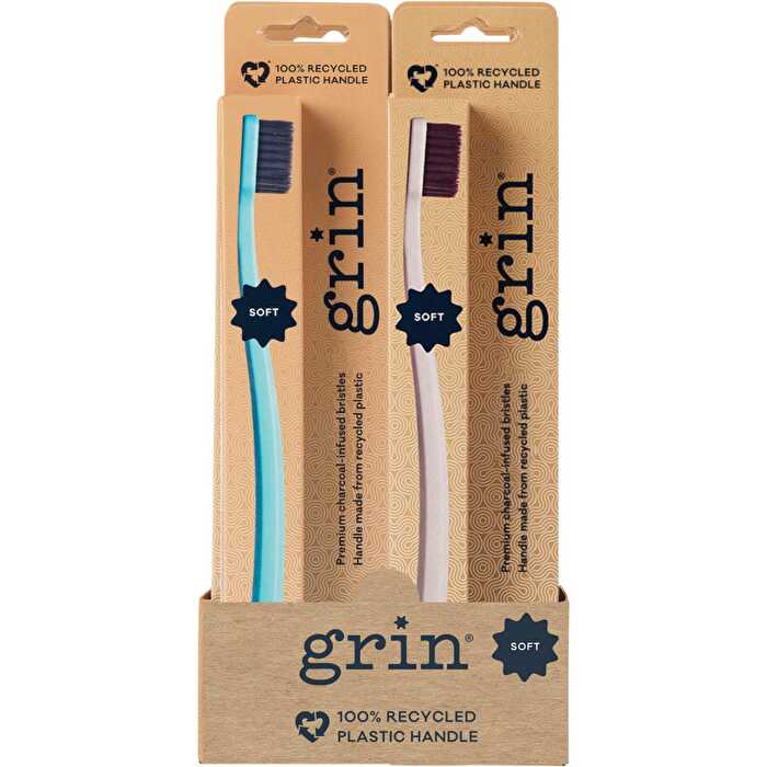 Grin 100% Recycled Toothbrush Soft Mint, Ivory x8 - Olabens